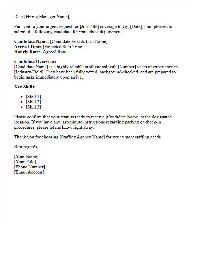 Same-Day Deployment Temporary Candidate Submittal Letter
