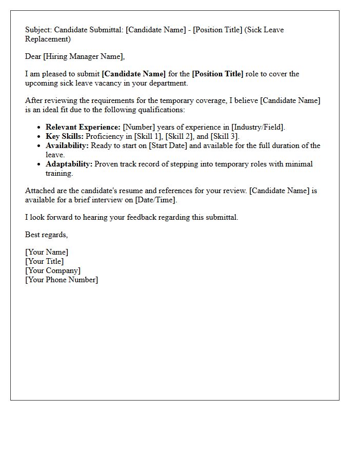 Sick Leave Replacement Temporary Candidate Submittal Letter