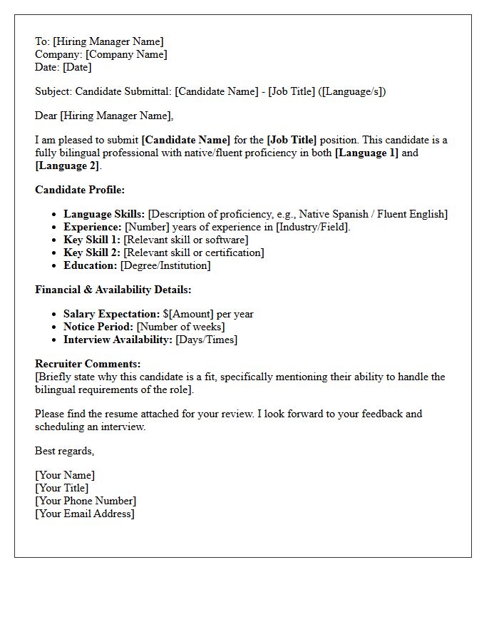 Bilingual Direct Hire Candidate Submittal Letter
