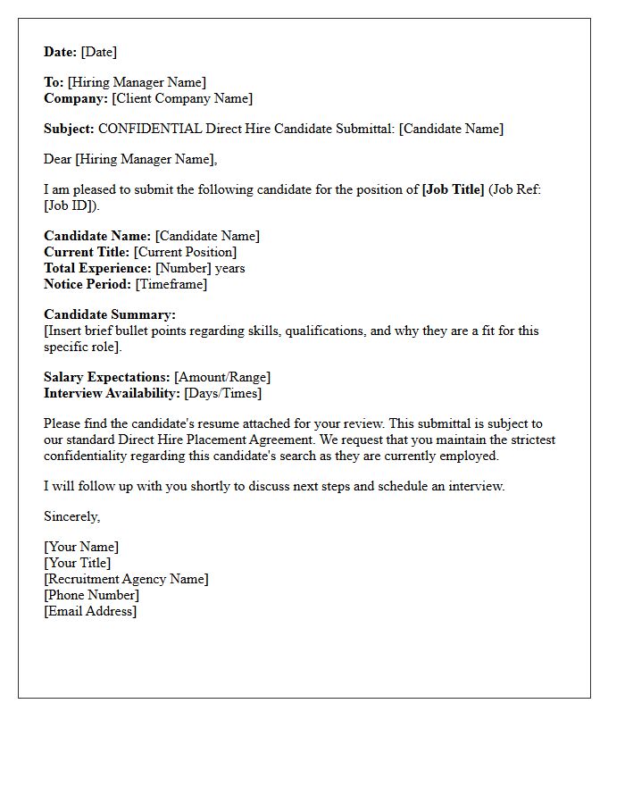 Confidential Direct Hire Candidate Submittal Letter