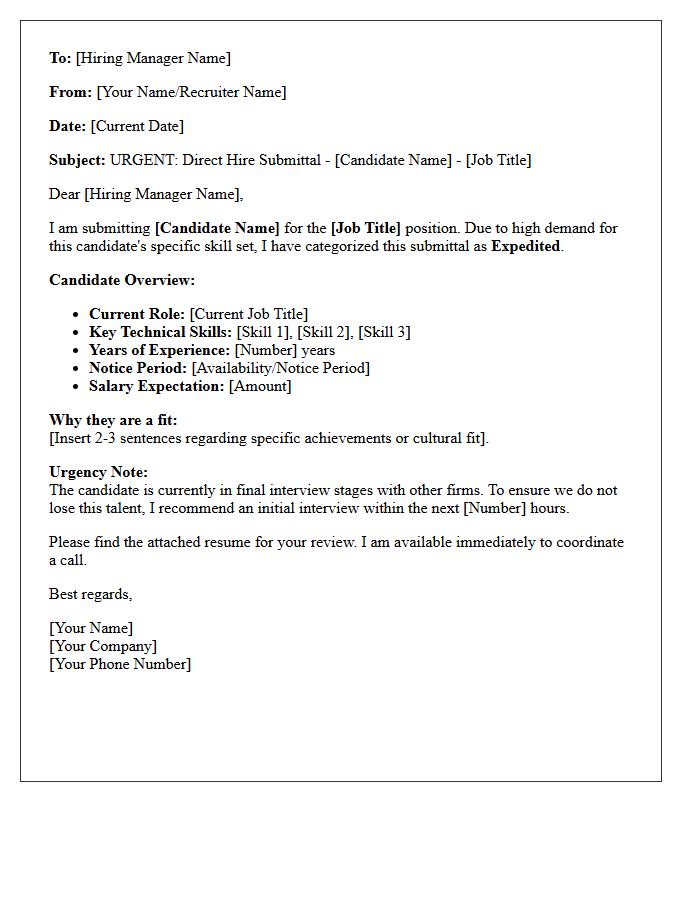 Expedited Direct Hire Candidate Submittal Letter