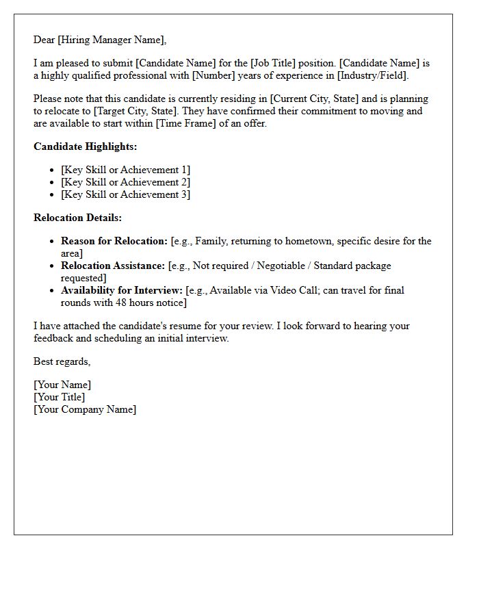 Relocating Direct Hire Candidate Submittal Letter