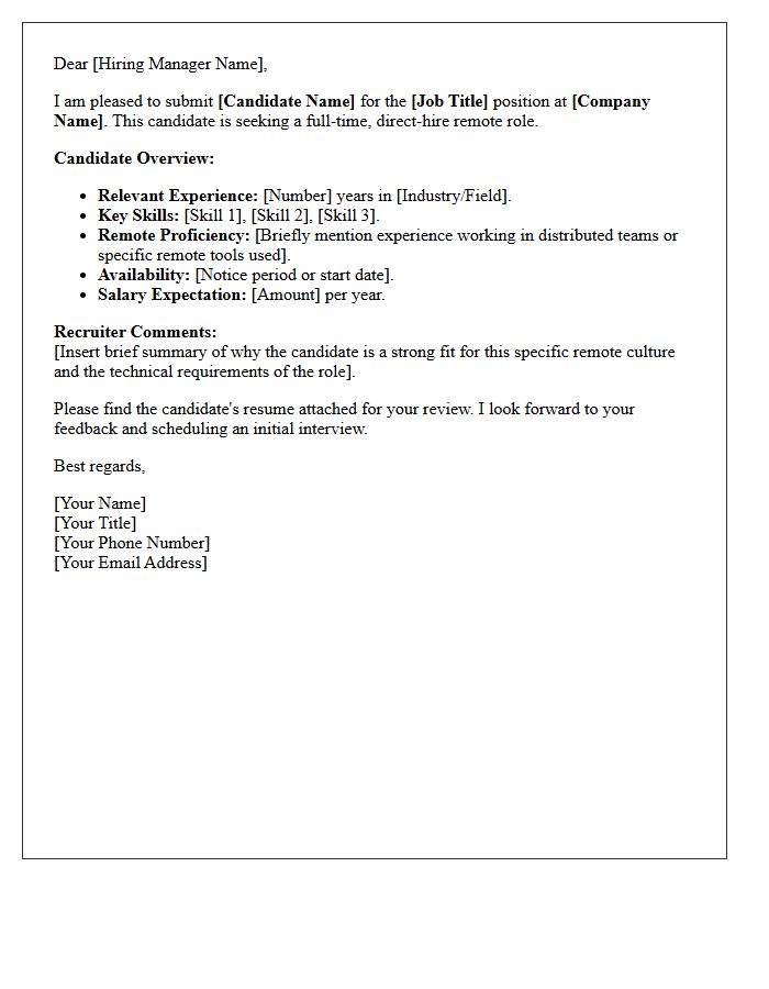 Remote Role Direct Hire Candidate Submittal Letter