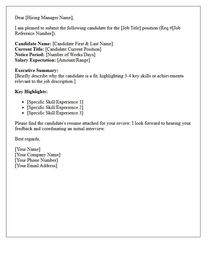 Standard Direct Hire Candidate Submittal Letter