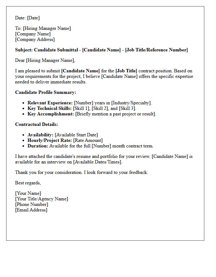 Contractual Freelance Consultant Candidate Submittal Letter