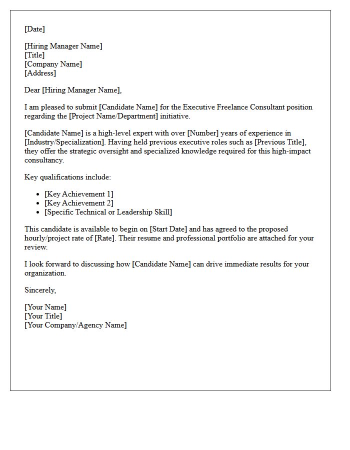 Executive Freelance Consultant Candidate Submittal Letter