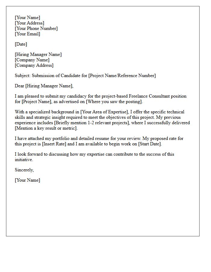 Project-Based Freelance Consultant Candidate Submittal Letter