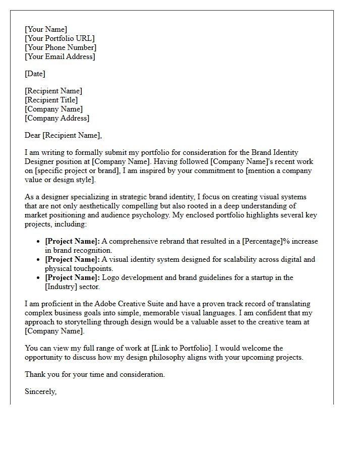Brand Identity Designer Portfolio Submittal Letter