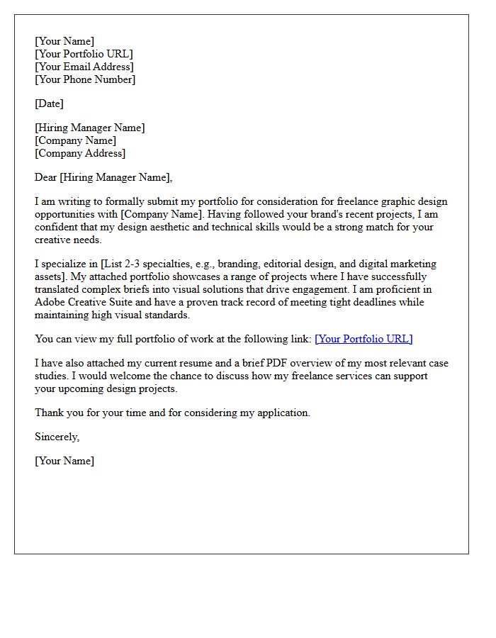 Freelance Graphic Designer Portfolio Submittal Letter