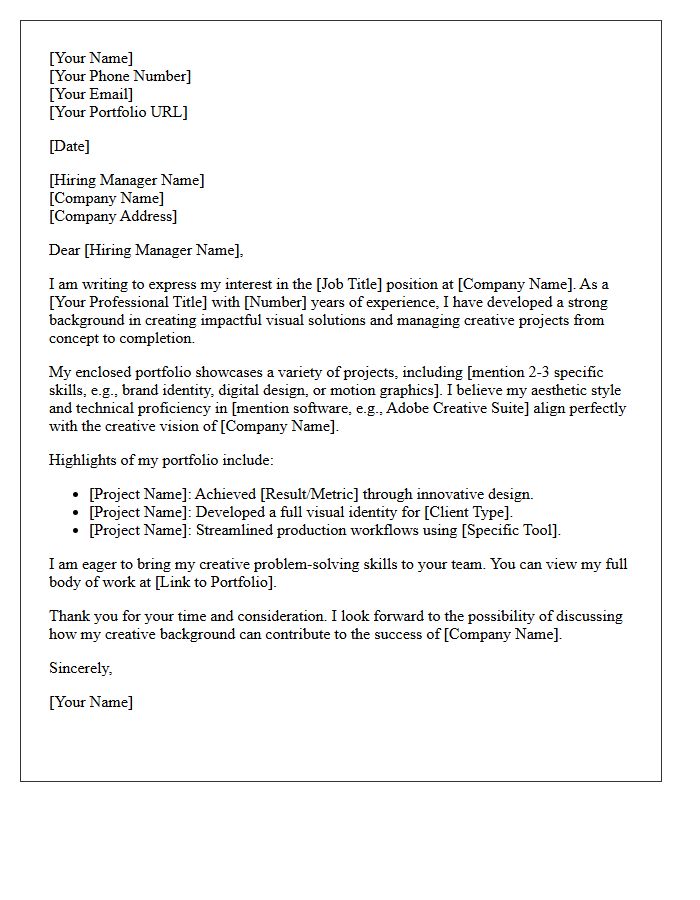 Standard Creative Portfolio Candidate Submittal Letter