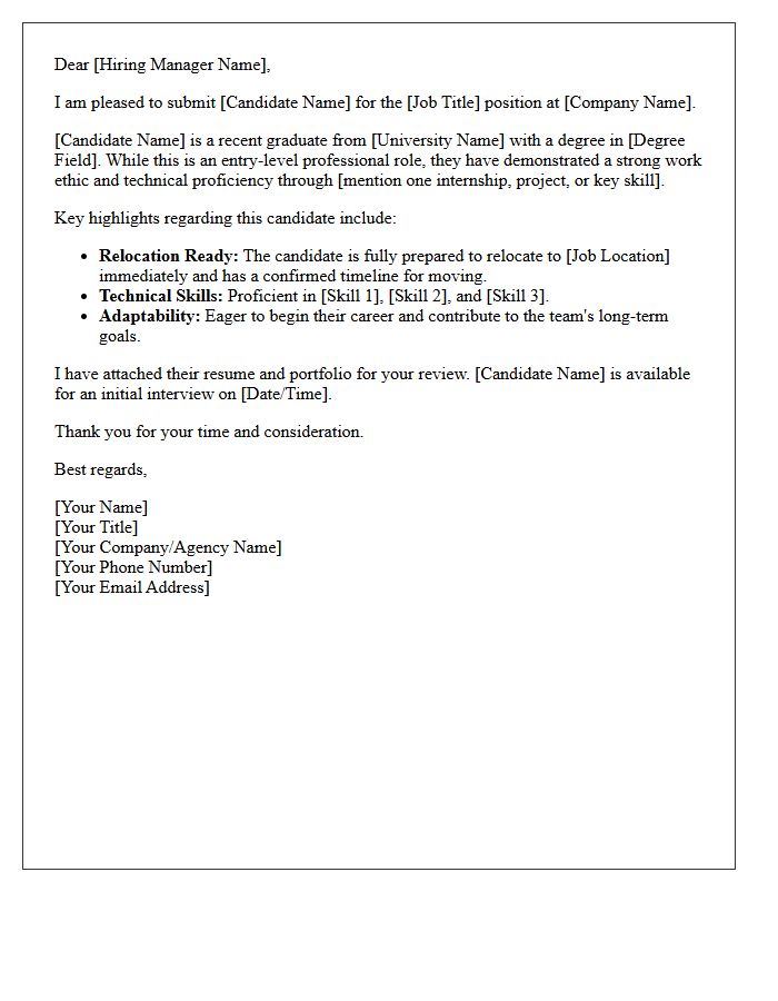 Entry-Level Relocation-Ready Candidate Submittal Letter