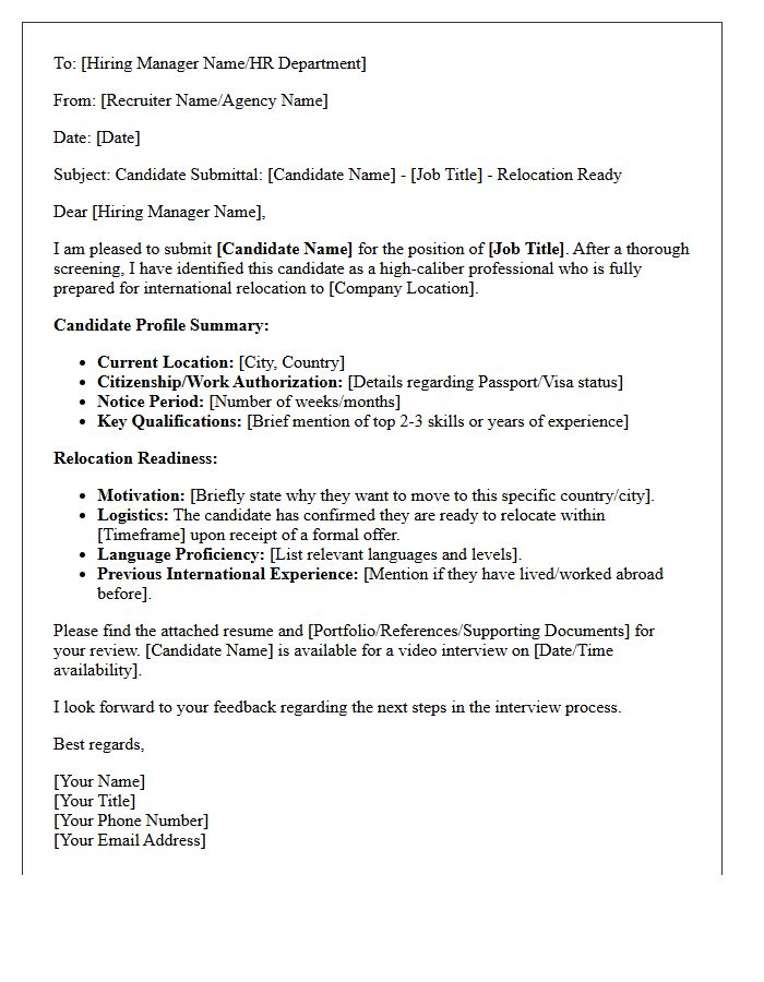International Relocation-Ready Candidate Submittal Letter