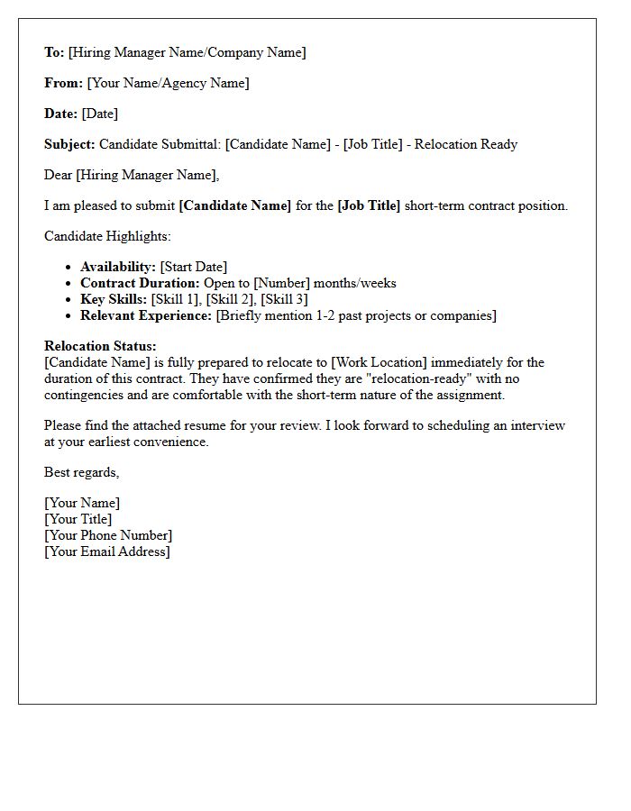 Short-Term Contract Relocation-Ready Candidate Submittal Letter