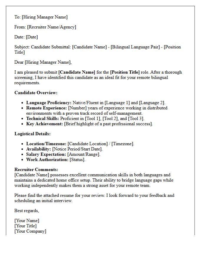 Bilingual Remote Worker Candidate Submittal Letter