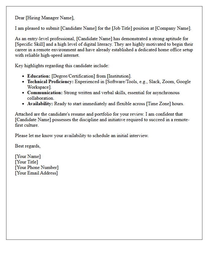 Entry-Level Remote Worker Candidate Submittal Letter
