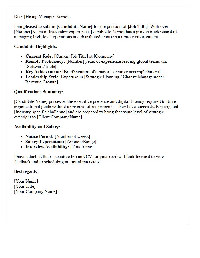 Executive Remote Worker Candidate Submittal Letter