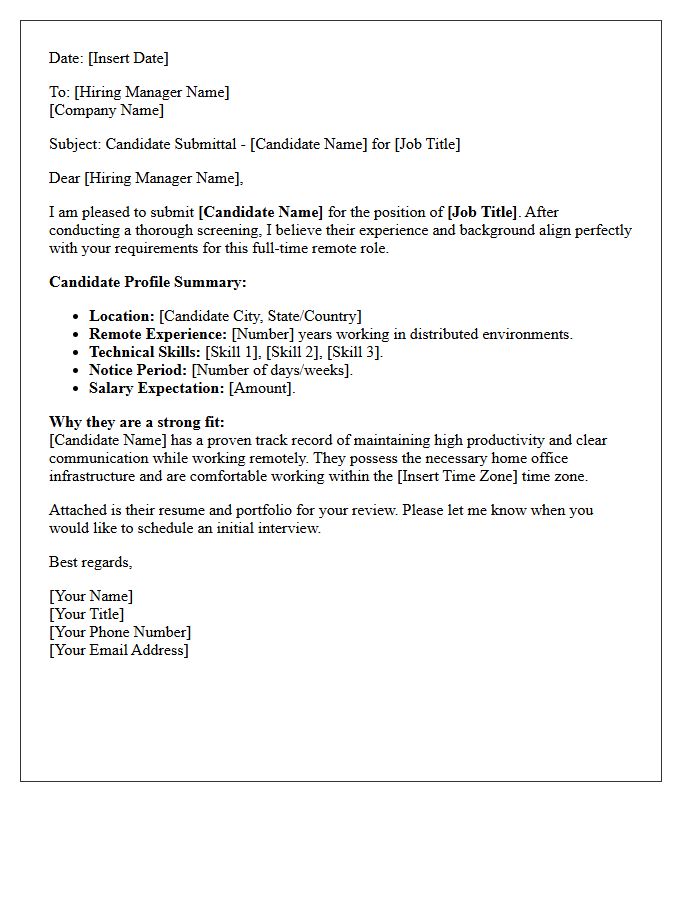 Full-Time Remote Worker Candidate Submittal Letter