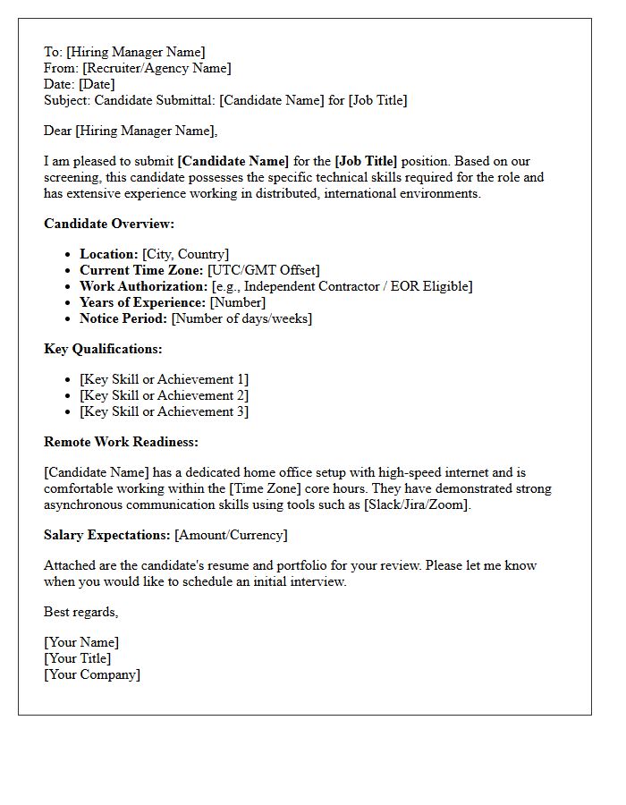 International Remote Worker Candidate Submittal Letter