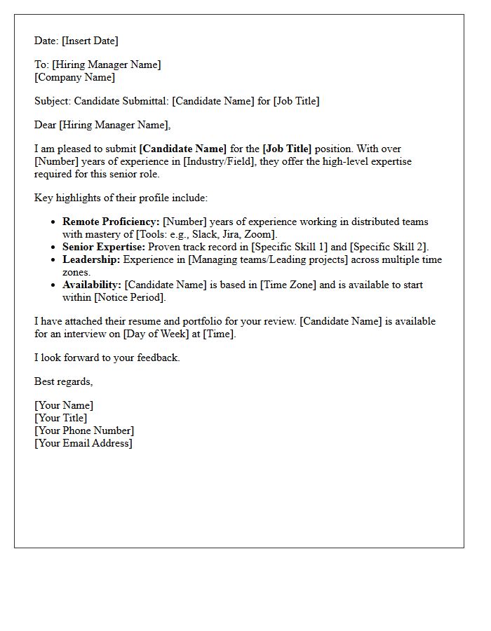 Senior Remote Worker Candidate Submittal Letter