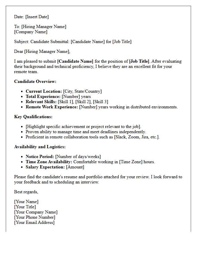 Standard Remote Worker Candidate Submittal Letter