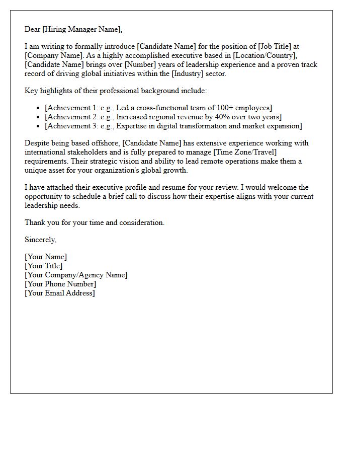 Executive Offshore Candidate Introduction Letter