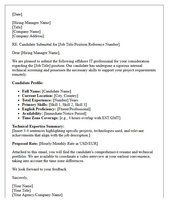 Offshore Information Technology Professional Submittal Letter