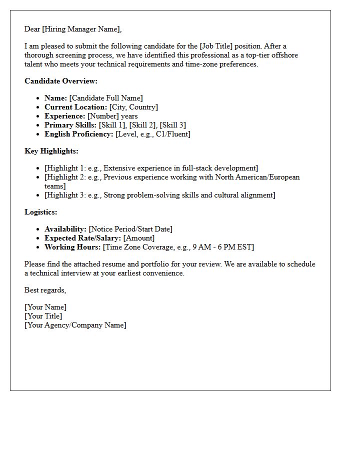 Offshore Talent Candidate Submittal Letter
