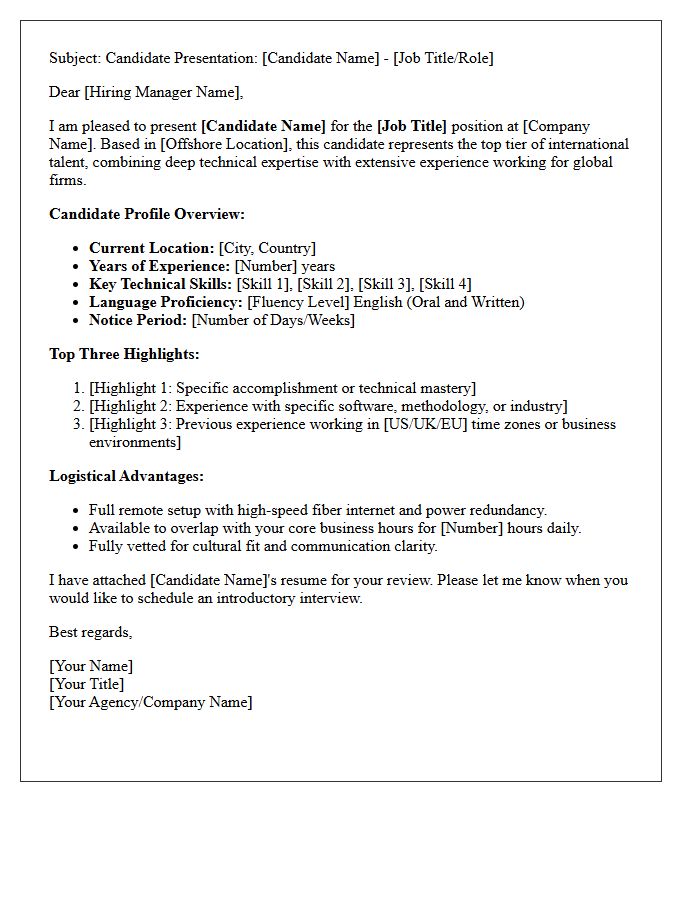 Top Tier Offshore Candidate Presentation Letter
