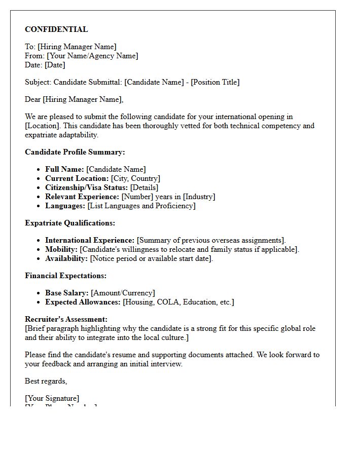 Confidential Expatriate Candidate Submittal Letter