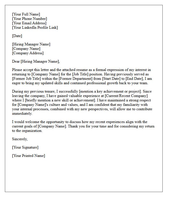 Submittal Letter for Returning Professional Candidate