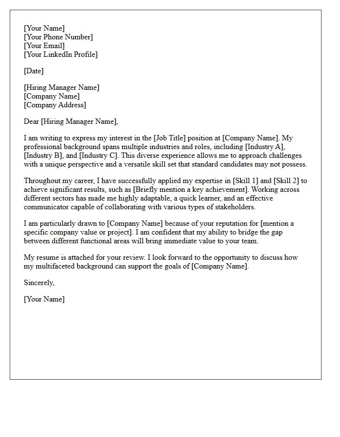 Diverse Experience Candidate Presentation Letter