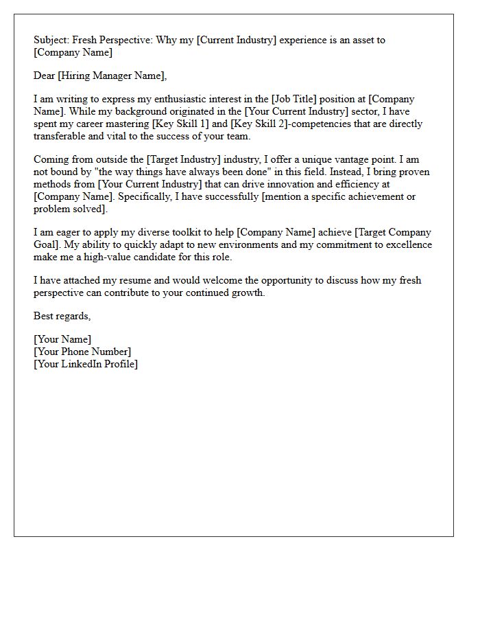 Fresh Industry Perspective Candidate Pitch Letter