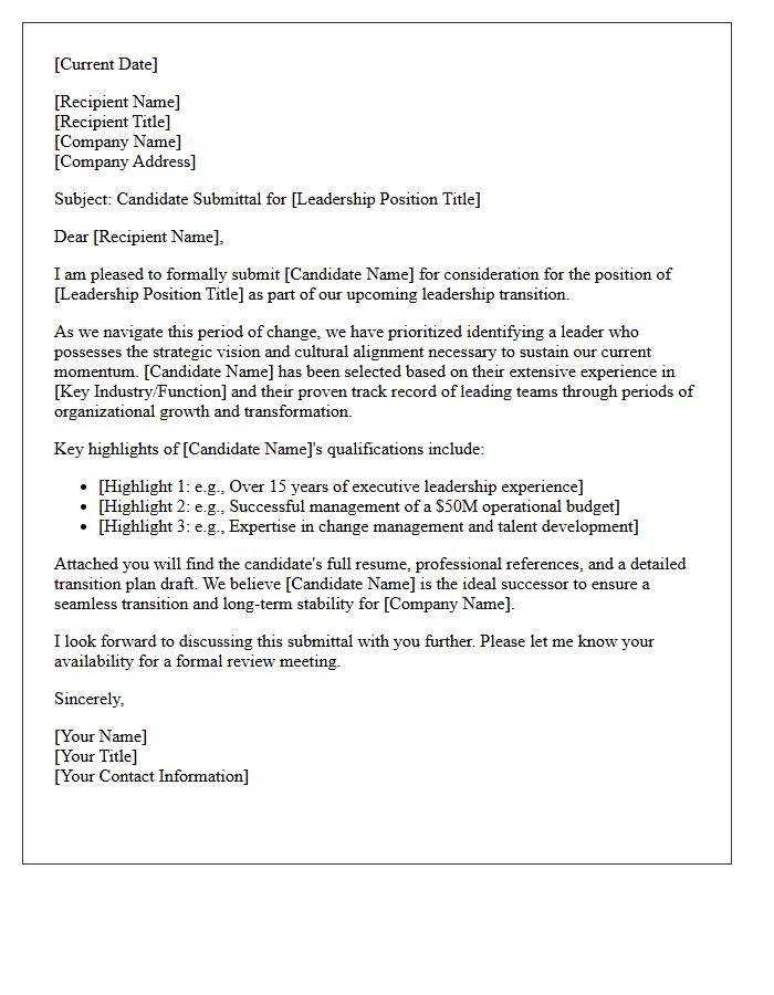 Leadership Transition Candidate Submittal Letter