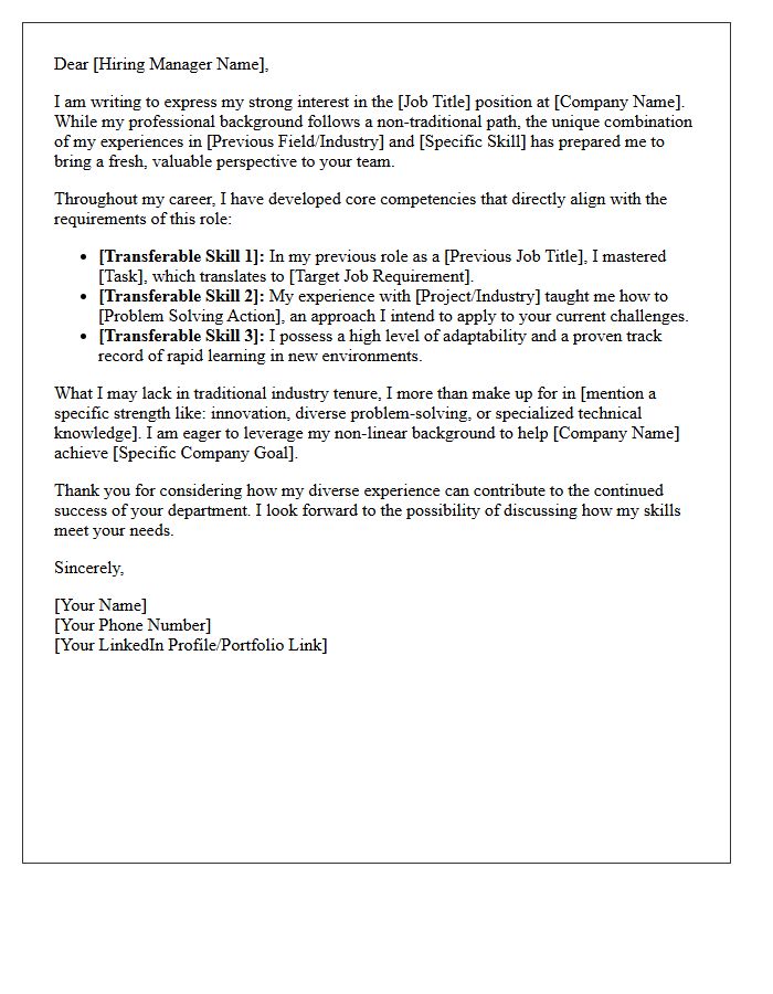 Non-Traditional Background Candidate Pitch Letter