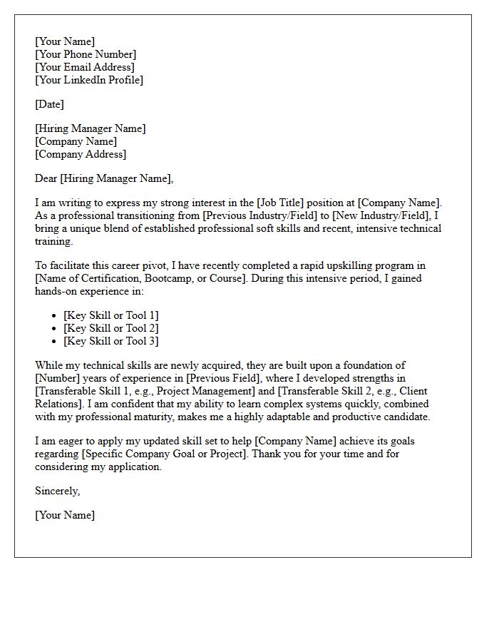 Rapid Upskilling Career Changer Submittal Letter