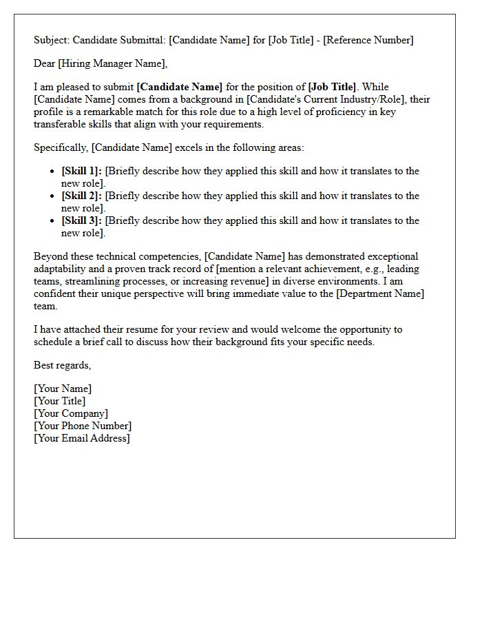 Transferable Skills Focused Candidate Submittal Letter