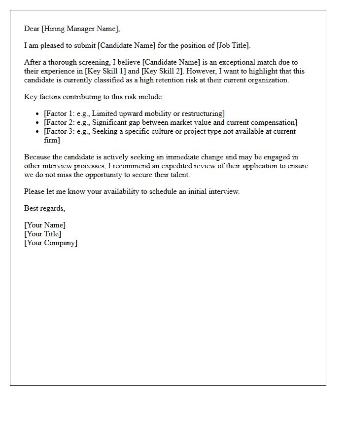 Candidate Submittal Letter Highlighting Retention Risk