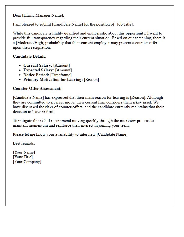 Counter-Offer Probability Candidate Submittal Letter