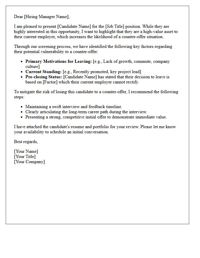 Counter-Offer Vulnerability Candidate Presentation Letter