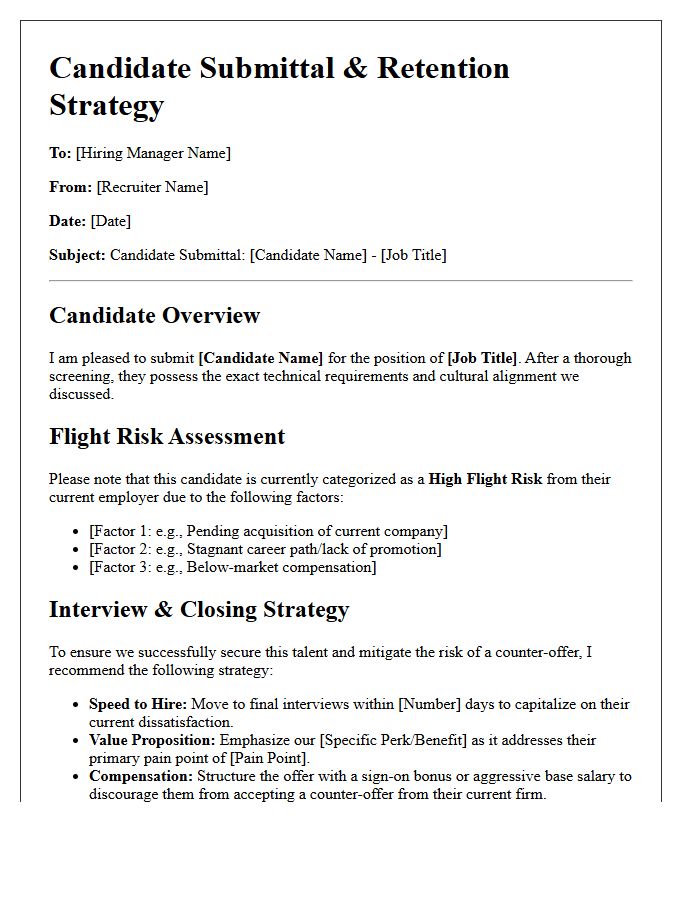 Flight Risk Candidate Submittal and Strategy Letter