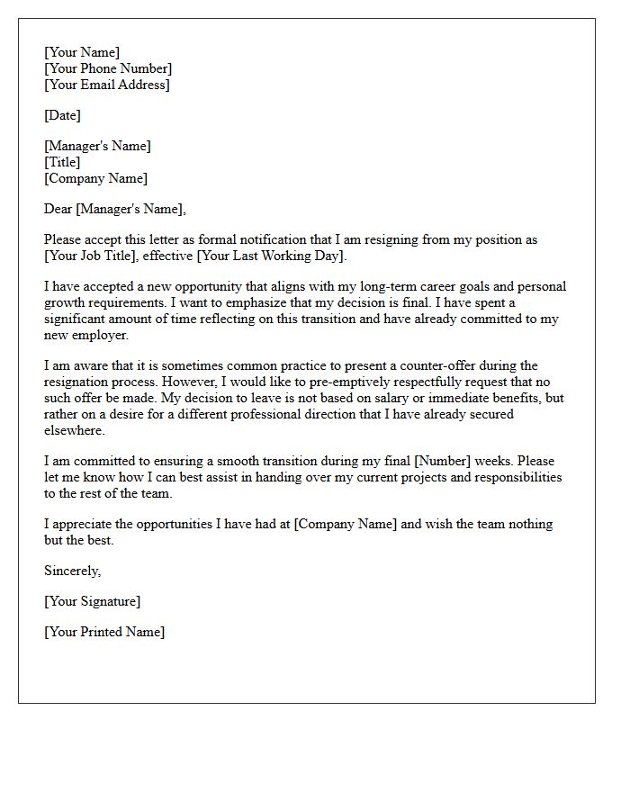 Pre-Emptive Counter-Offer Warning Submittal Letter