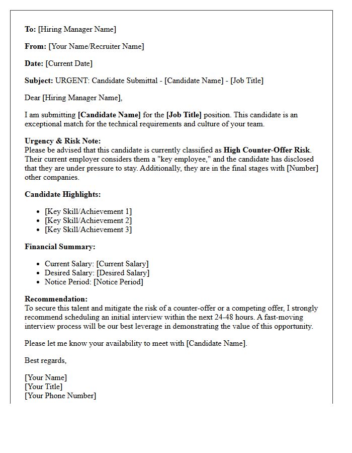 Urgent Submittal Letter for High Counter-Offer Risk Candidate