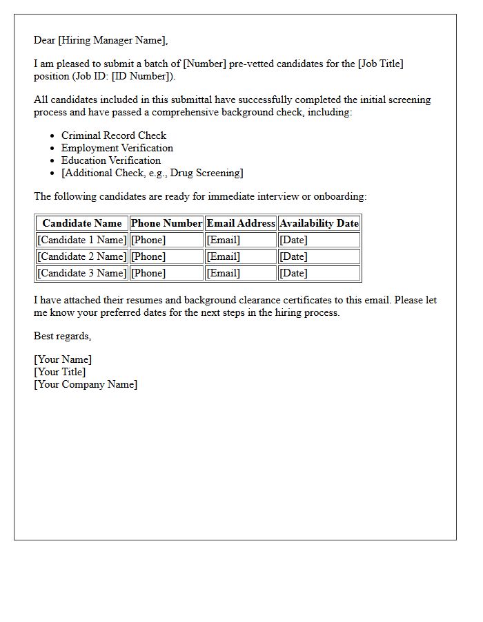 Background-Checked Volume Hiring Batch Candidate Submittal Letter