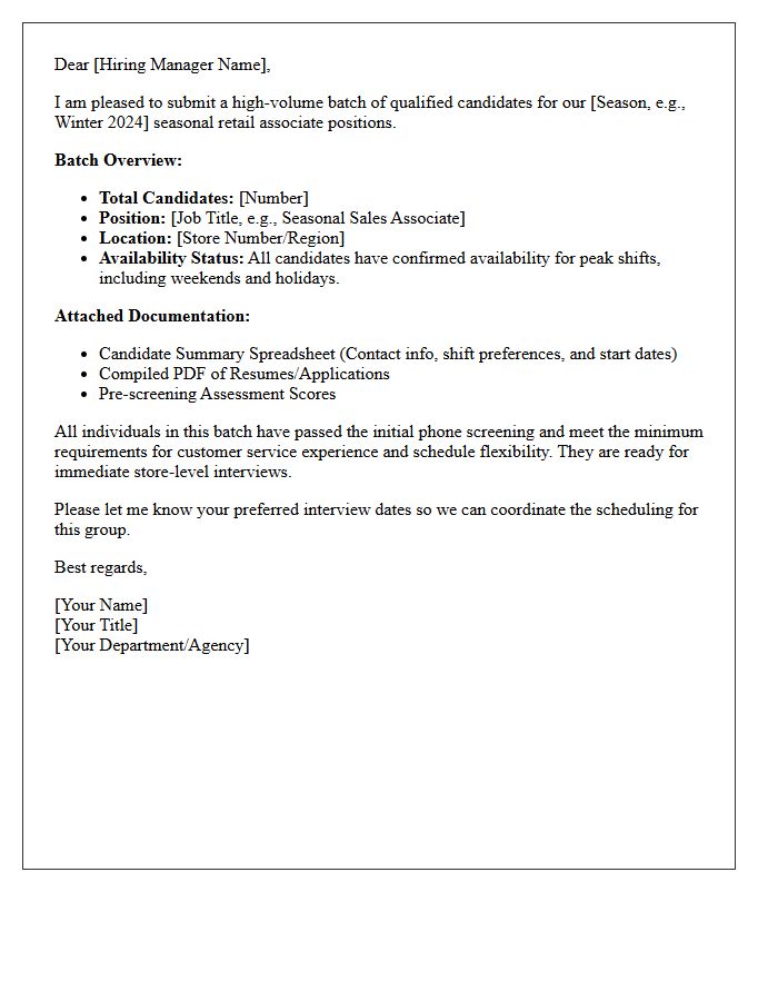 Seasonal Retail Volume Hiring Batch Candidate Submittal Letter