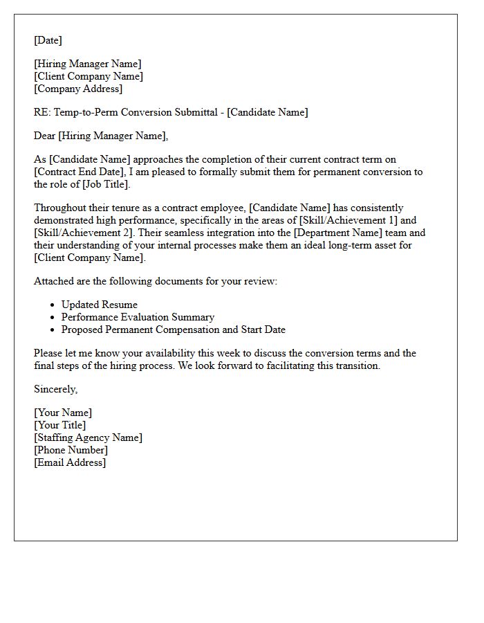 Contract Completion Temp-to-Perm Conversion Candidate Submittal Letter