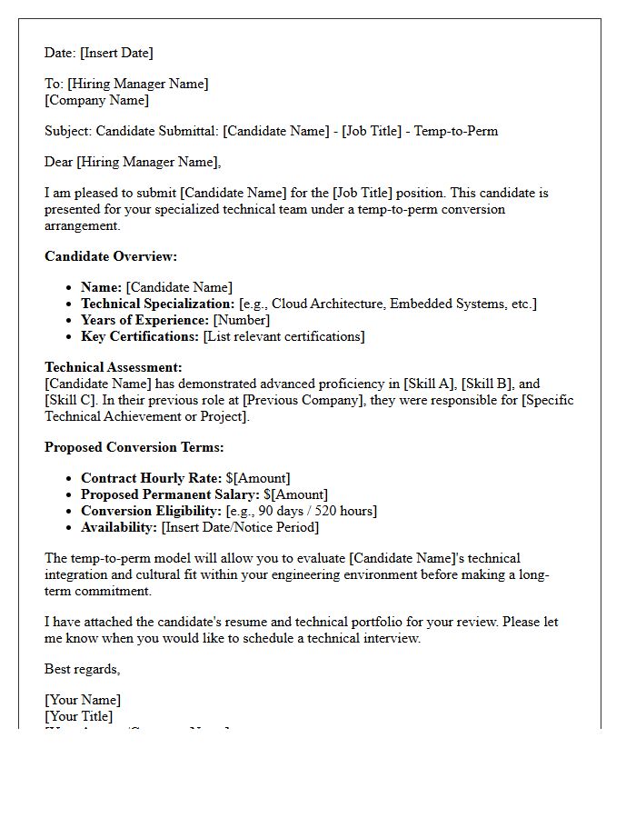 Specialized Technical Temp-to-Perm Conversion Candidate Submittal Letter