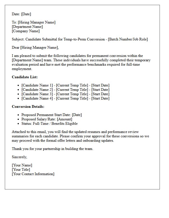 Volume Hiring Temp-to-Perm Conversion Candidate Submittal Letter
