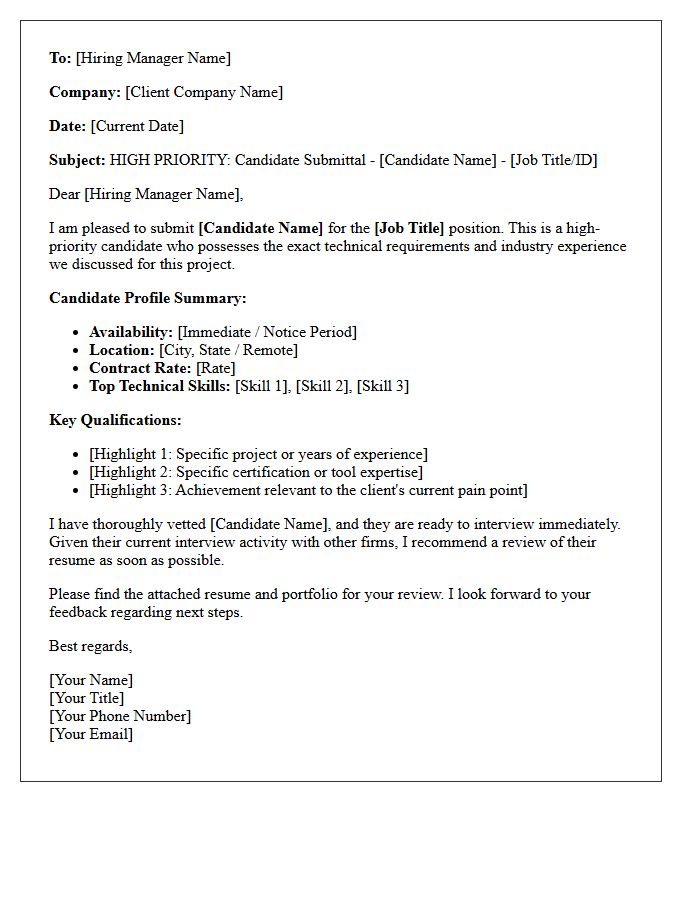 High Priority Contract Candidate Submittal Letter