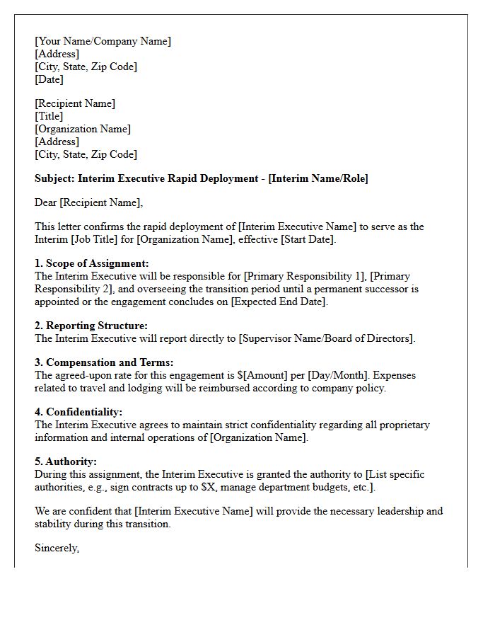 Interim Executive Rapid Deployment Letter