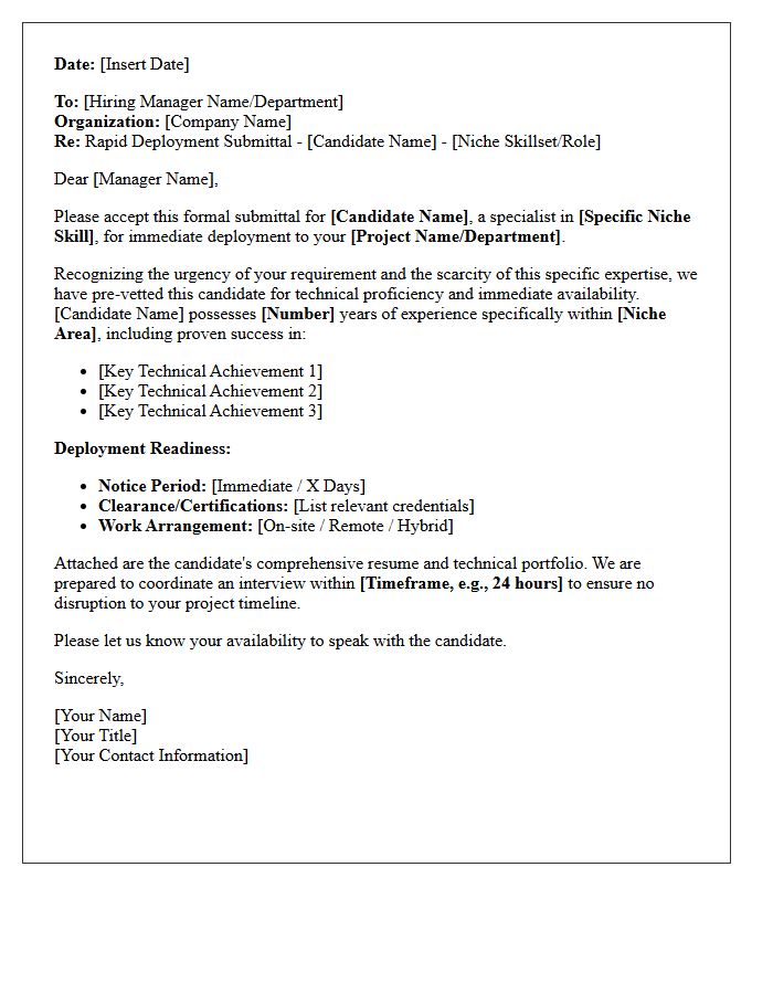 Niche Skill Rapid Deployment Submittal Letter